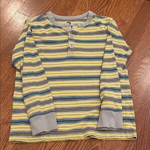 Tea Collection Long-Sleeve Henley Shirt in Yellow, Blue & Gray